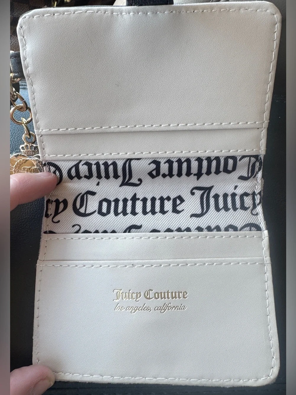 Juicy Couture Light Pink Plush Wallet with Gold Heart Charm